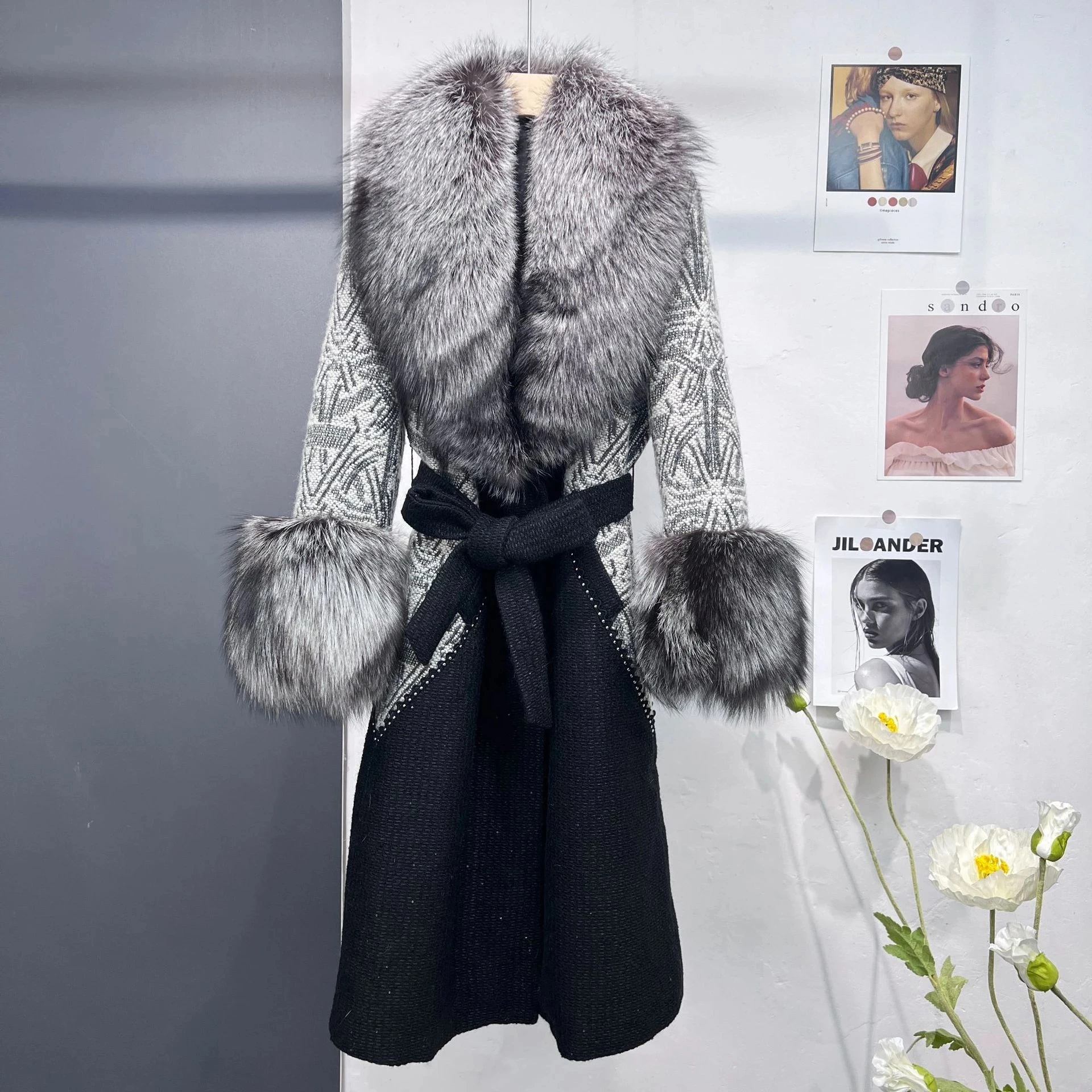 woolen fur jacket