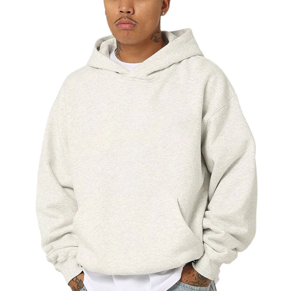 Factory Heavy Fleece Custom Logo Pullover blank plain Hoodies Drop shoulder print logo button neck Hoodies for unisex