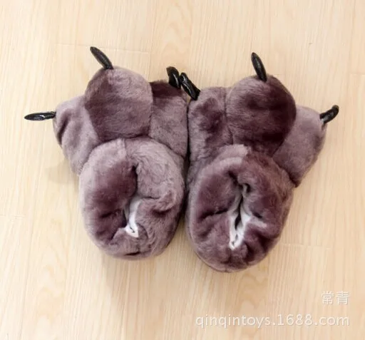 Animal Custom Plush Cartoon Slippers Animal Paws Home Shoes Stuffed Animal Tiger Paws for Winter Indoor Use