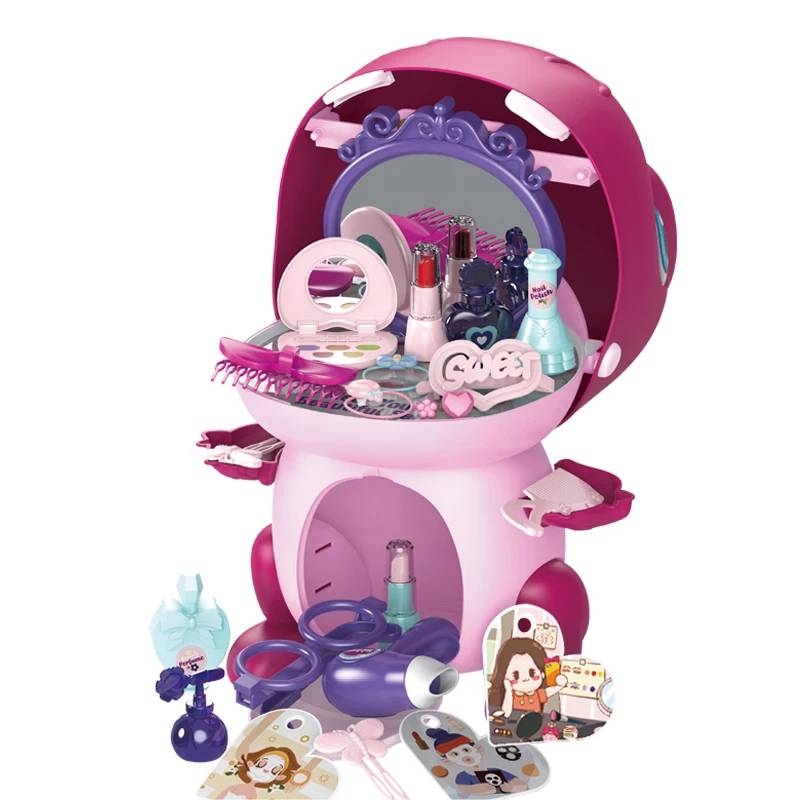 Dinosaur set role pretend play baby dressing table beauty makeup toy kit for girls