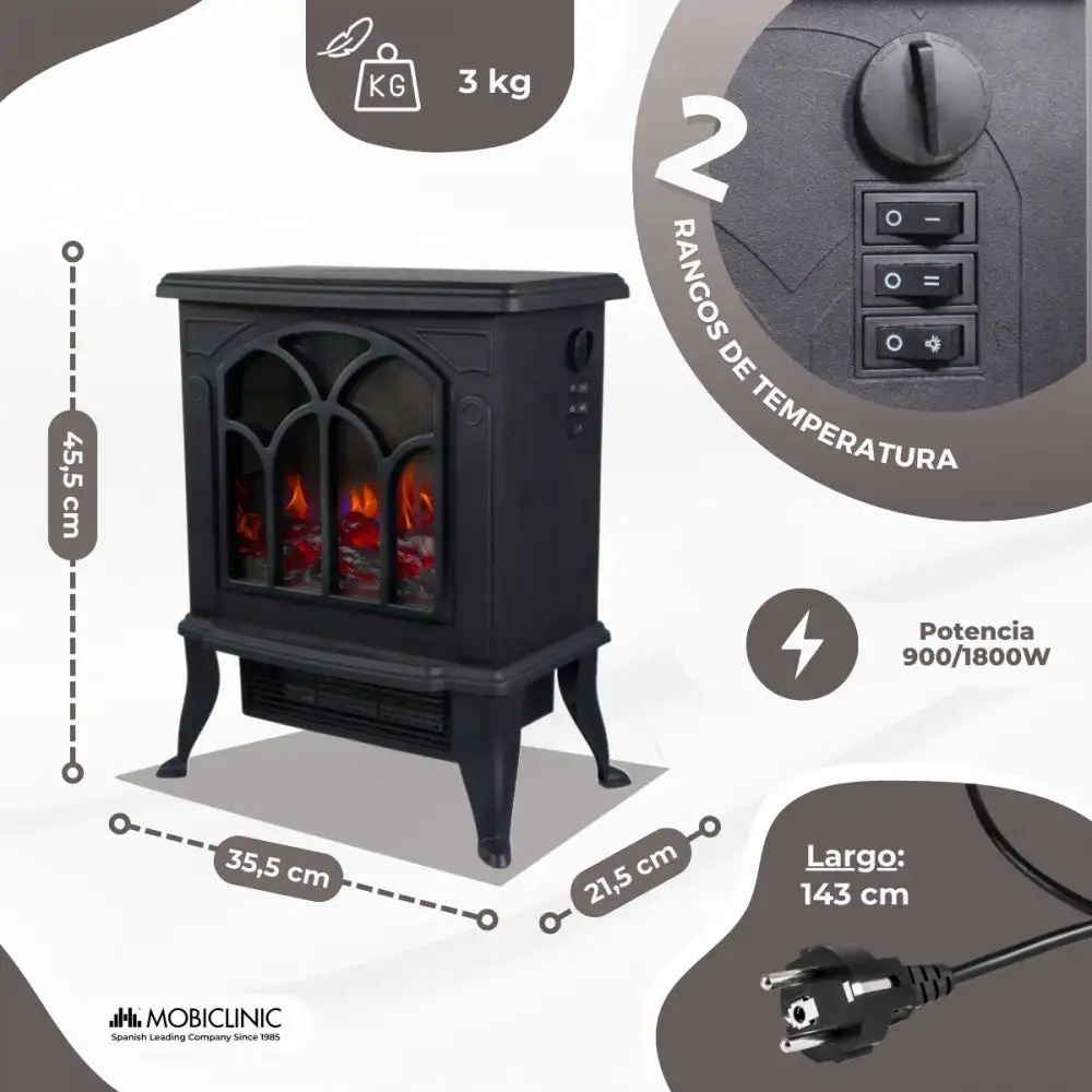 Electric Fireplace, 1800W, 3D - detail 10