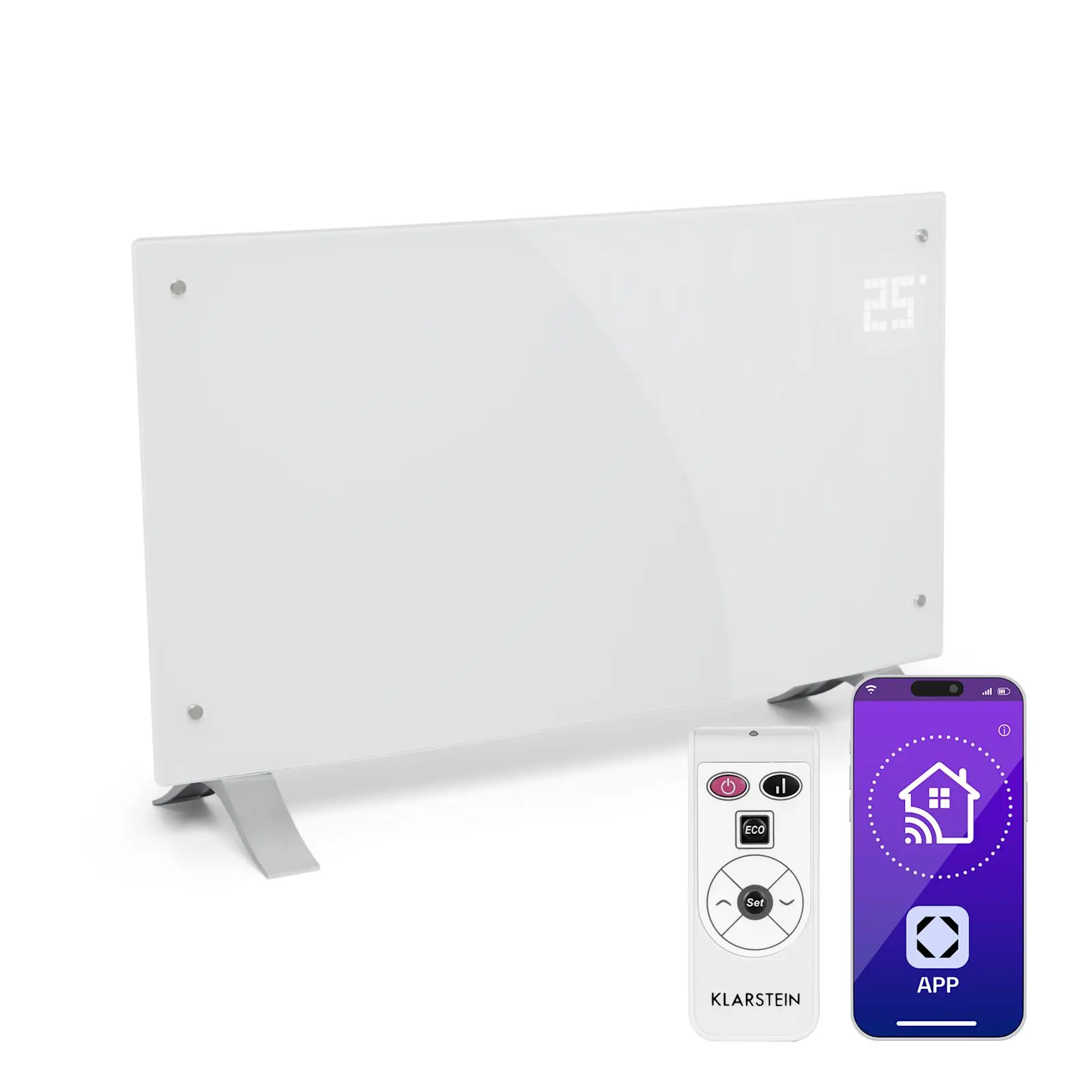 Smart Electric Convector Heater, 2000W, Wall, Portable, IP24 - detail 2