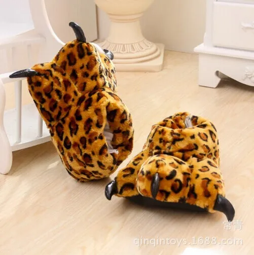 Animal Custom Plush Cartoon Slippers Animal Paws Home Shoes Stuffed Animal Tiger Paws for Winter Indoor Use