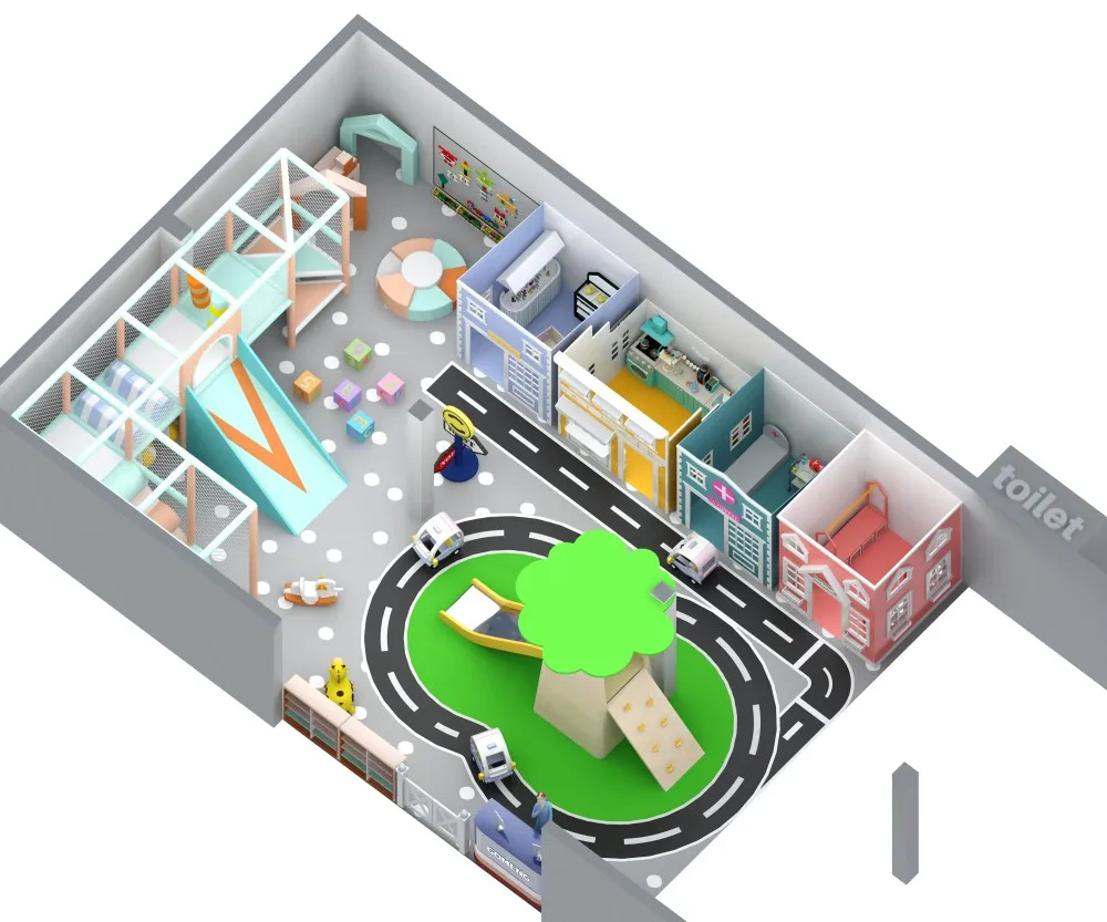 Feelkids ALITA-TQ26002 High-Capacity Indoor Plastic Multi-Play Kids Activity Center PE Board Exercise Equipment 15+ Passenger manufacture