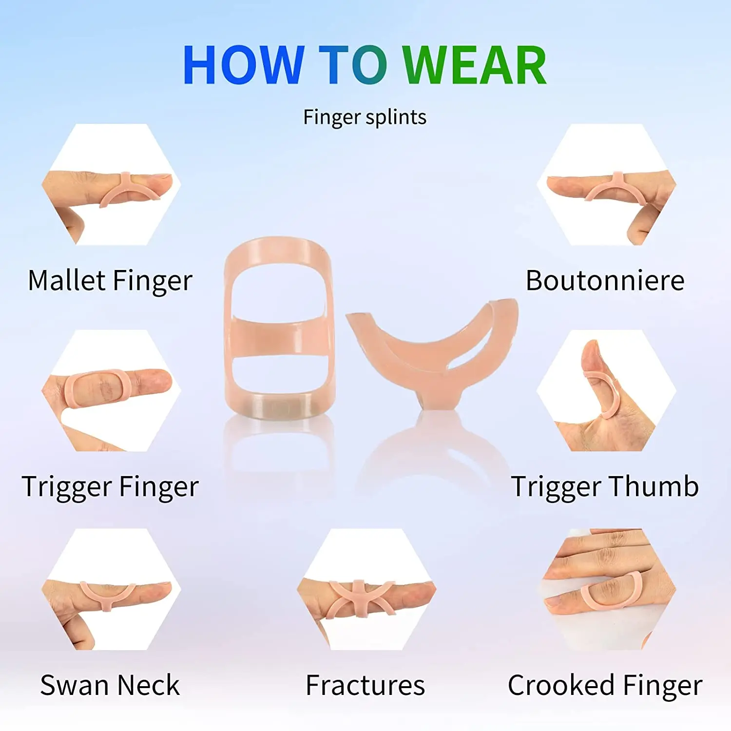 Oval Finger Splint To Reduce Finger Joint Damage Breathable Lightweight