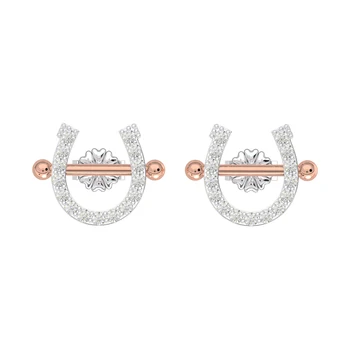 2022 New Trendy Fashion Luxury Jewelry Horseshoe Stud Earrings Solid Gold Cubic Zirconia Stone Stud Earrings For Women