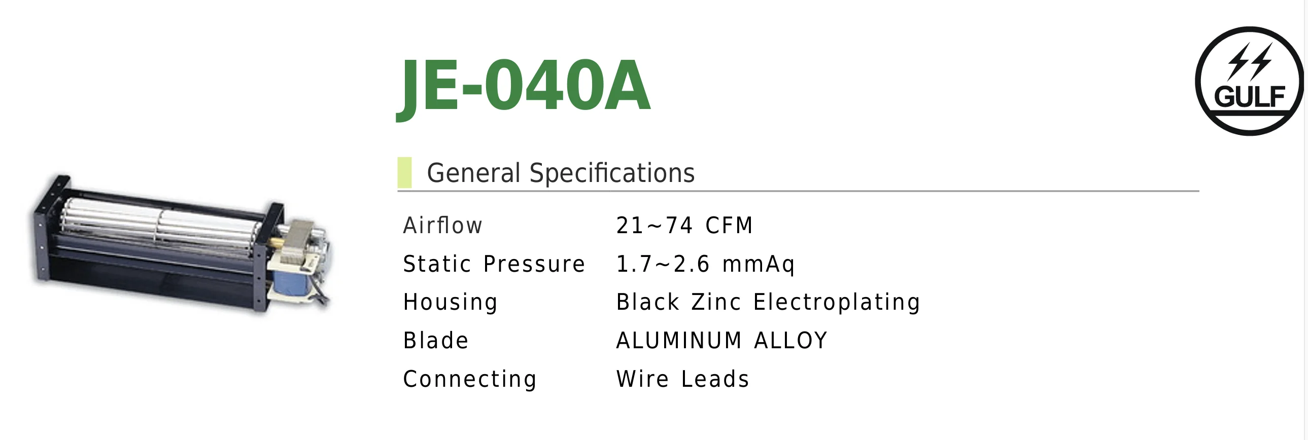 Cross Flow Fan, JE-040A, HVAC - detail 6
