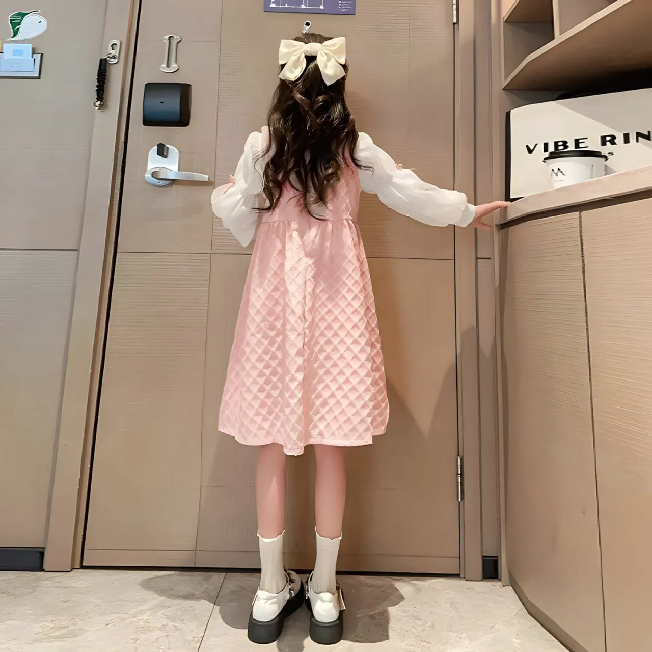 Wholesale Kids Summer Dresses Patterned Girls Dress with Long Sleeve Cotton Material with Ruffle Baby Girl Dress 4-5 years old