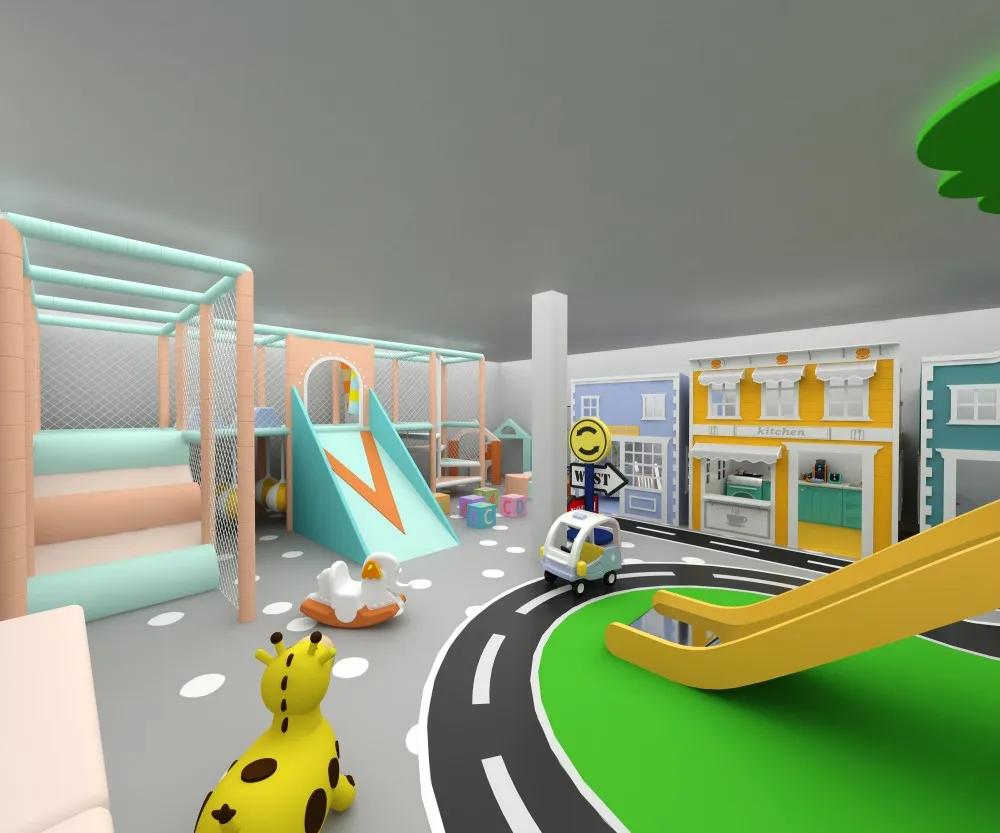 Feelkids ALITA-TQ26002 High-Capacity Indoor Plastic Multi-Play Kids Activity Center PE Board Exercise Equipment 15+ Passenger manufacture