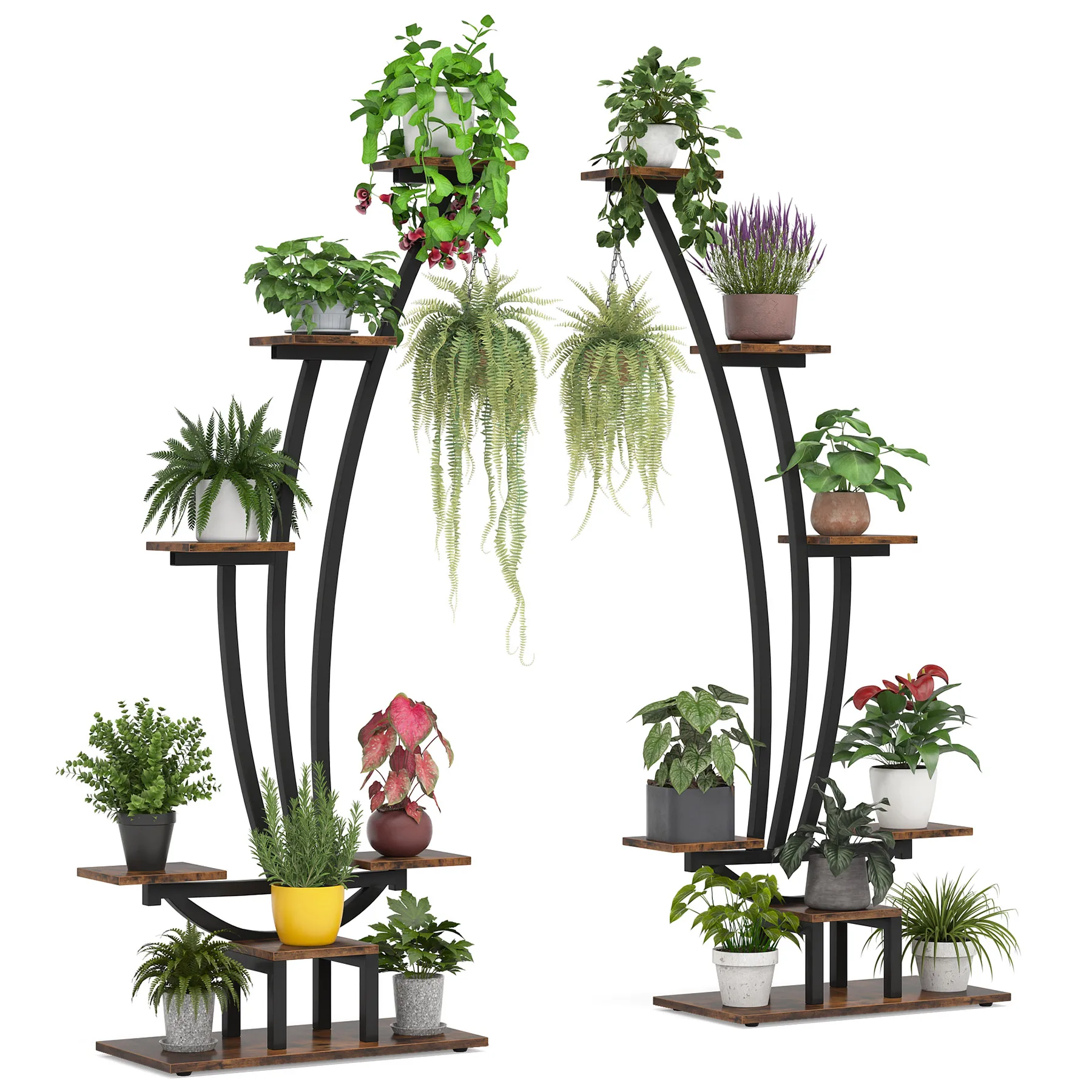 2 PCS Metal Artificial Standing Flower Pot Plant Display Racks For Home Decor