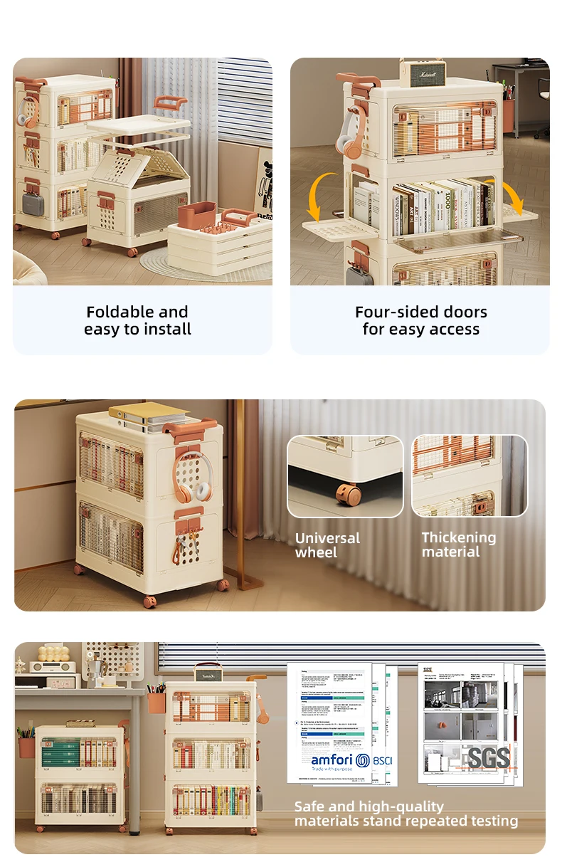 product wanuo childrens craft tool storage cart childrens picture book storage cart foldable multi functional storage cart-2