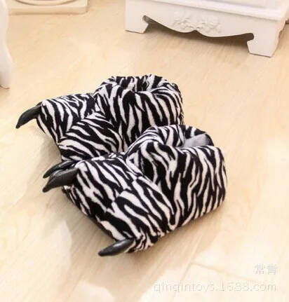 Cross Border Animal Custom Plush Cartoon Slippers Animal Paws Home Shoes Stuffed Animal Tiger Paws for Gift