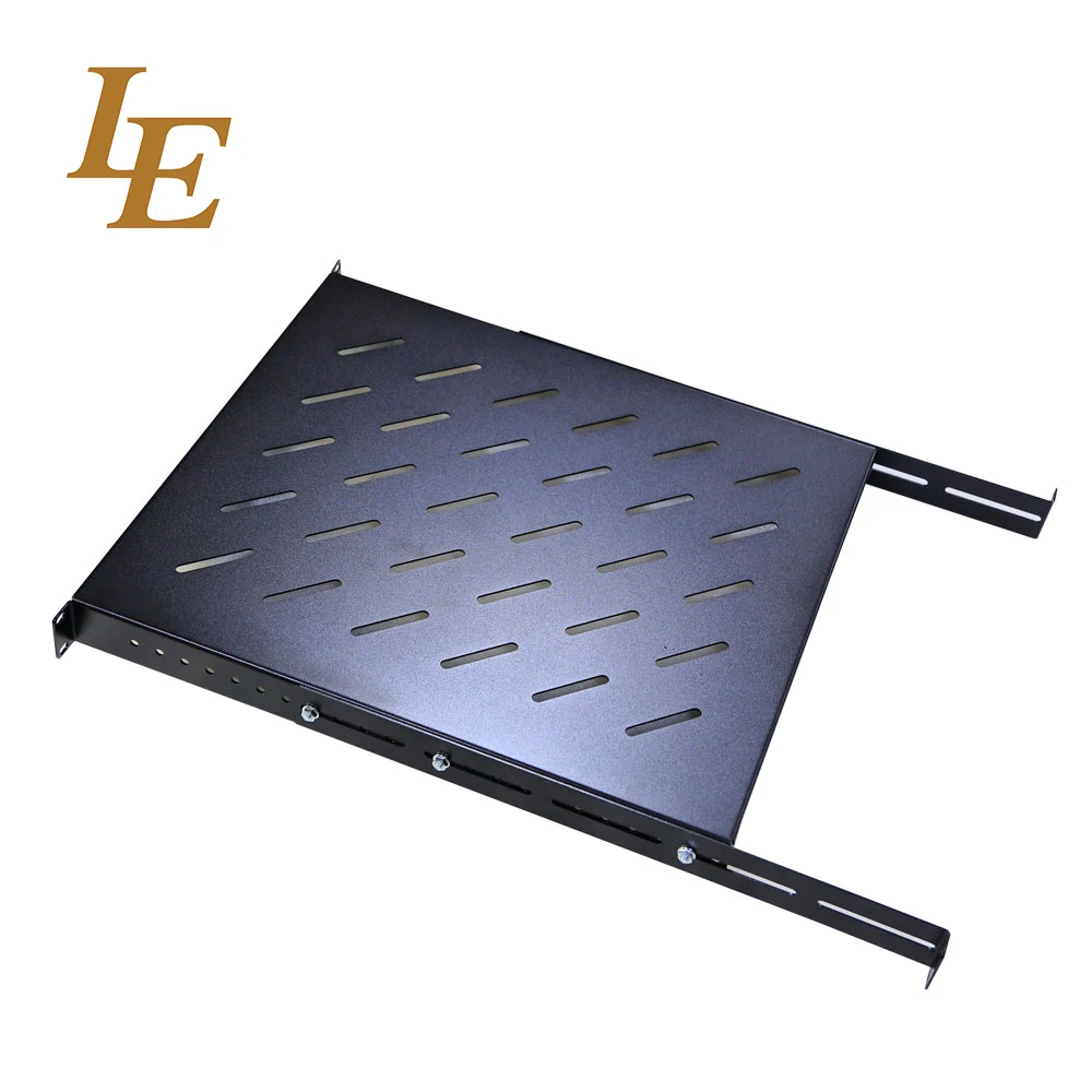 19" Network Cabinet Fixed Shelf Vented Cantilever Fixed Server Rack Shelf 1U 2U Cantilever Shelf with RAL9004 Black Sliding Shelves Adjustable trays Customized Adjustable Rack Tray Telescopic Shelves 2