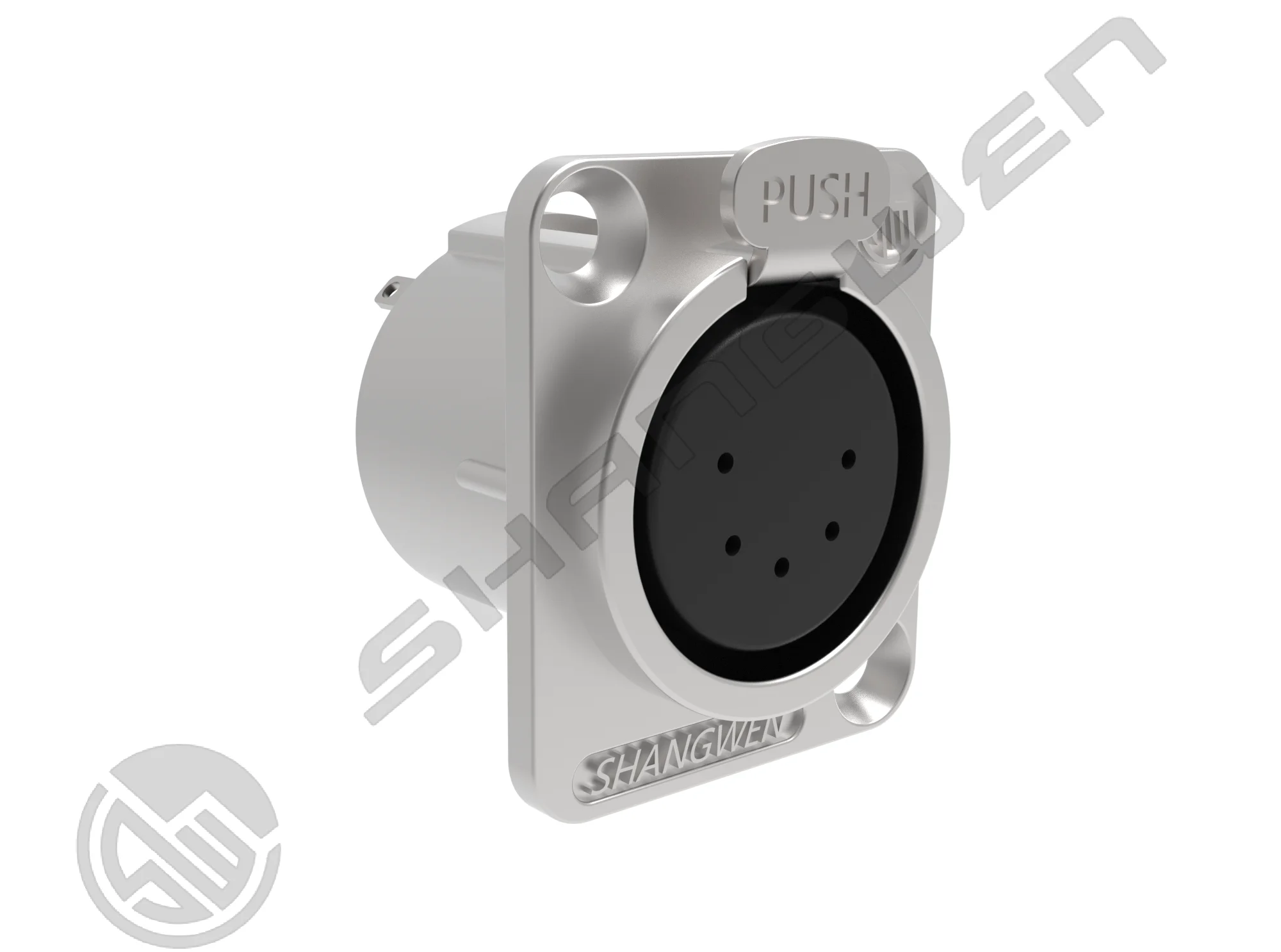 IP40 Indoor Audio Cable Plug 5-Pin XLR Female Socket Connector with 3.5mm Gold Conductor XLR-5P Female 5 Pin Panel-mount Socket