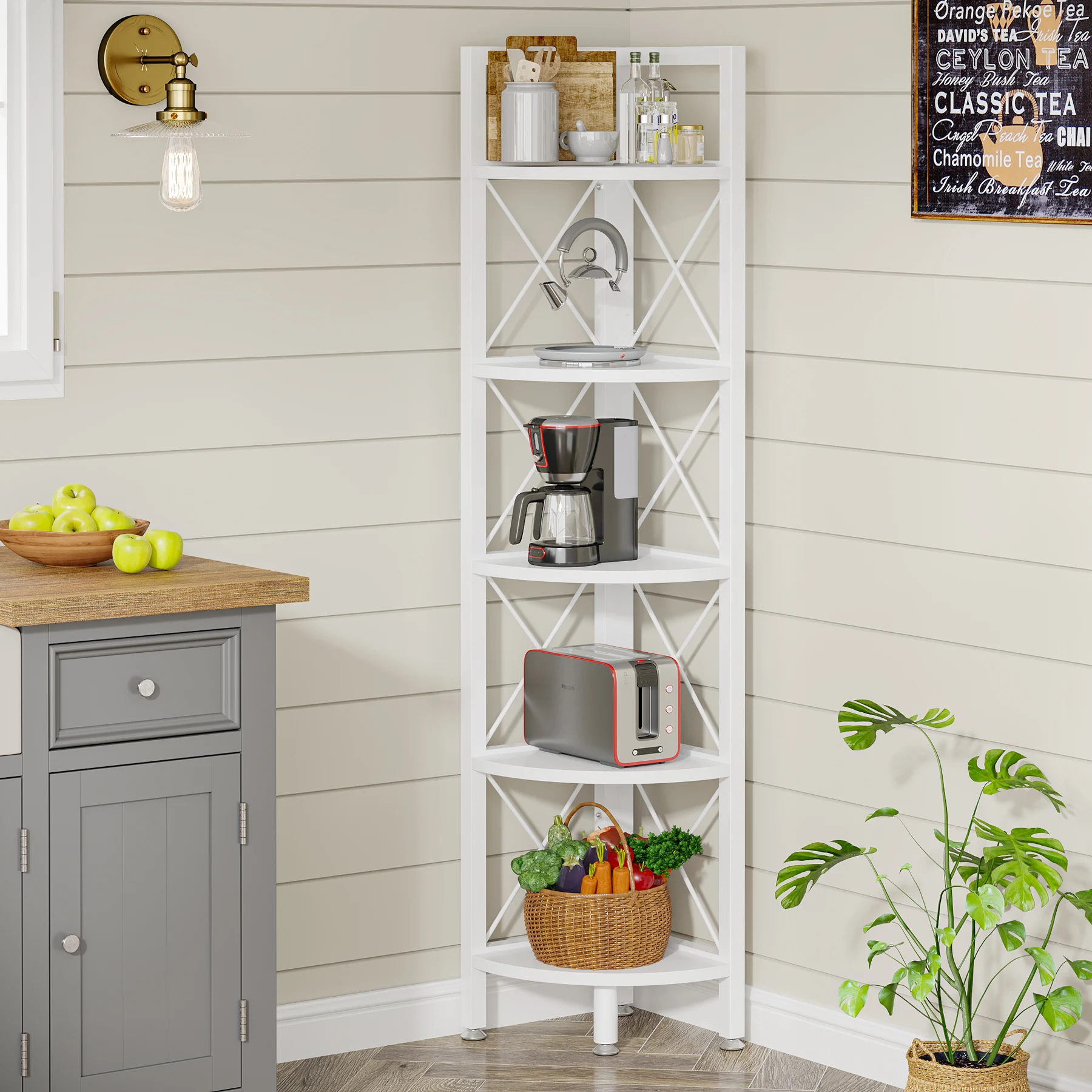 Living Room Revolving Bookstand Corner Shelf And Storage Tall Corner Shelf Tier Shelf For Plant And Book