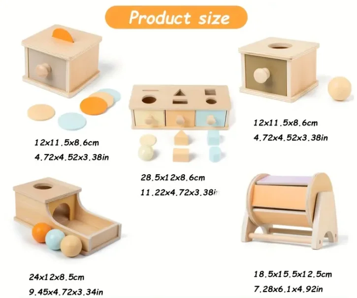 Montessori Kids Wooden Coin Box Drawer Game Educational Toys Preschool Training Drum Toy Baby Early Learning Teaching Aids Toys