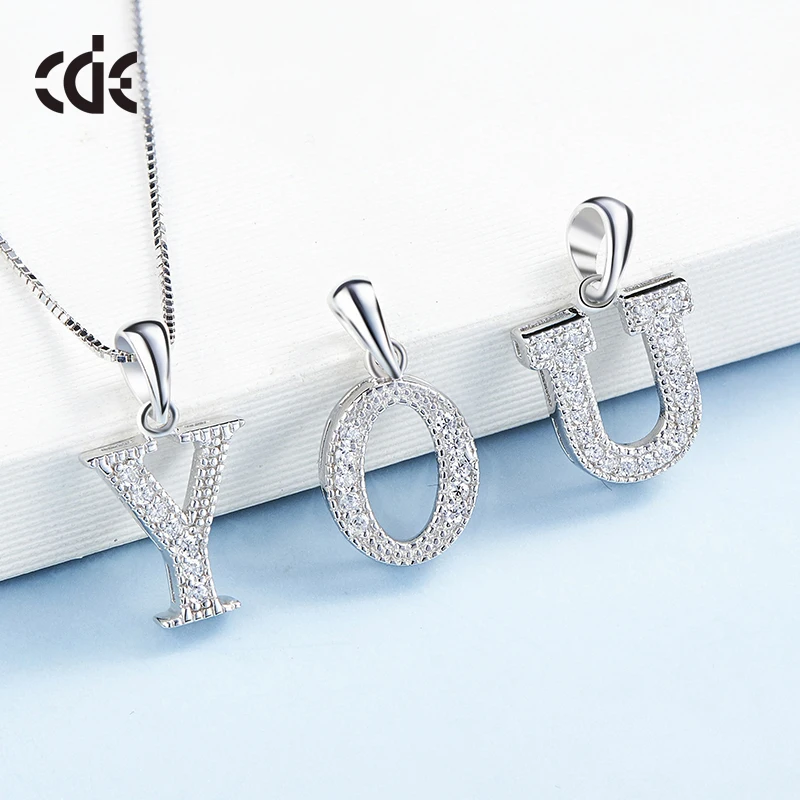 CDE YP0920 Fine Jewelry 925 Sterling Silver Zircon Letter Charm Custom Initial For Couple & Mom Letter Pendant Necklace