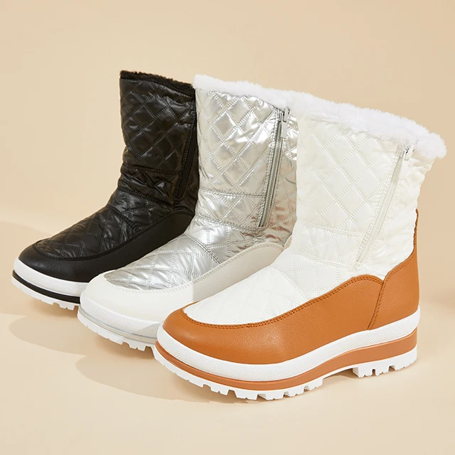 Classic Winter Boots Leather Ankle Boots Women's Fashion Customized Snow Boots Fluff Lined with Warm Outdoor Adult NR Midi 83093