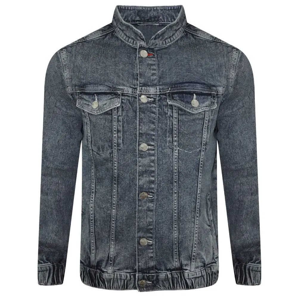 Custom Light Blue 100% Cotton Denim Washed Fleece Lining Winter Jeans Jackets Men Wholesale