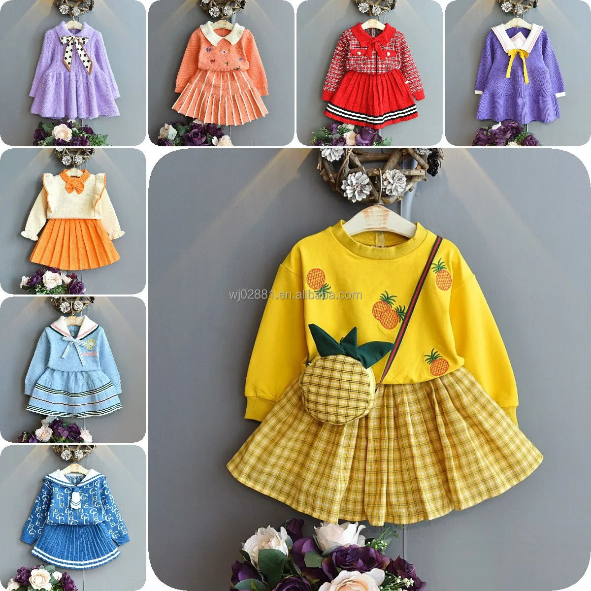 Wholesale Custom Design Dresses Girls' Ruffled Sleeve Cotton Linen Princess Party Children's Dress Girls' Summer Clothing