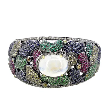 14 Karat Gold Multi Color Stone Bangle 925 Sterling Silver Bangle Jewelry Multi Gemstone Designer Fine jewelry Manufacturer