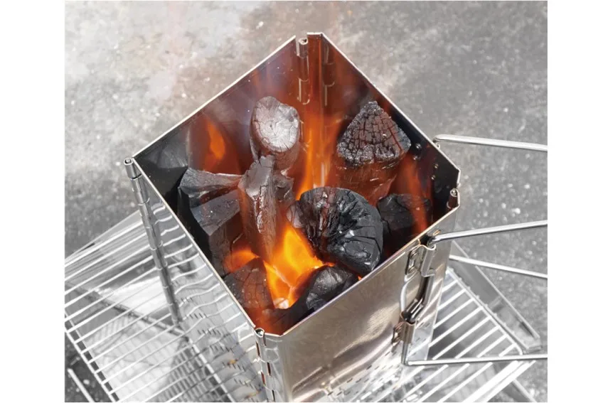 Stainless Steel Chimney Starter Compact Easy To Use Folding Charcoal