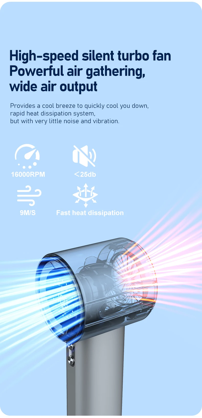 Battery-powered Handheld Fan, Portable, LCD, 100-Speed - detail 8