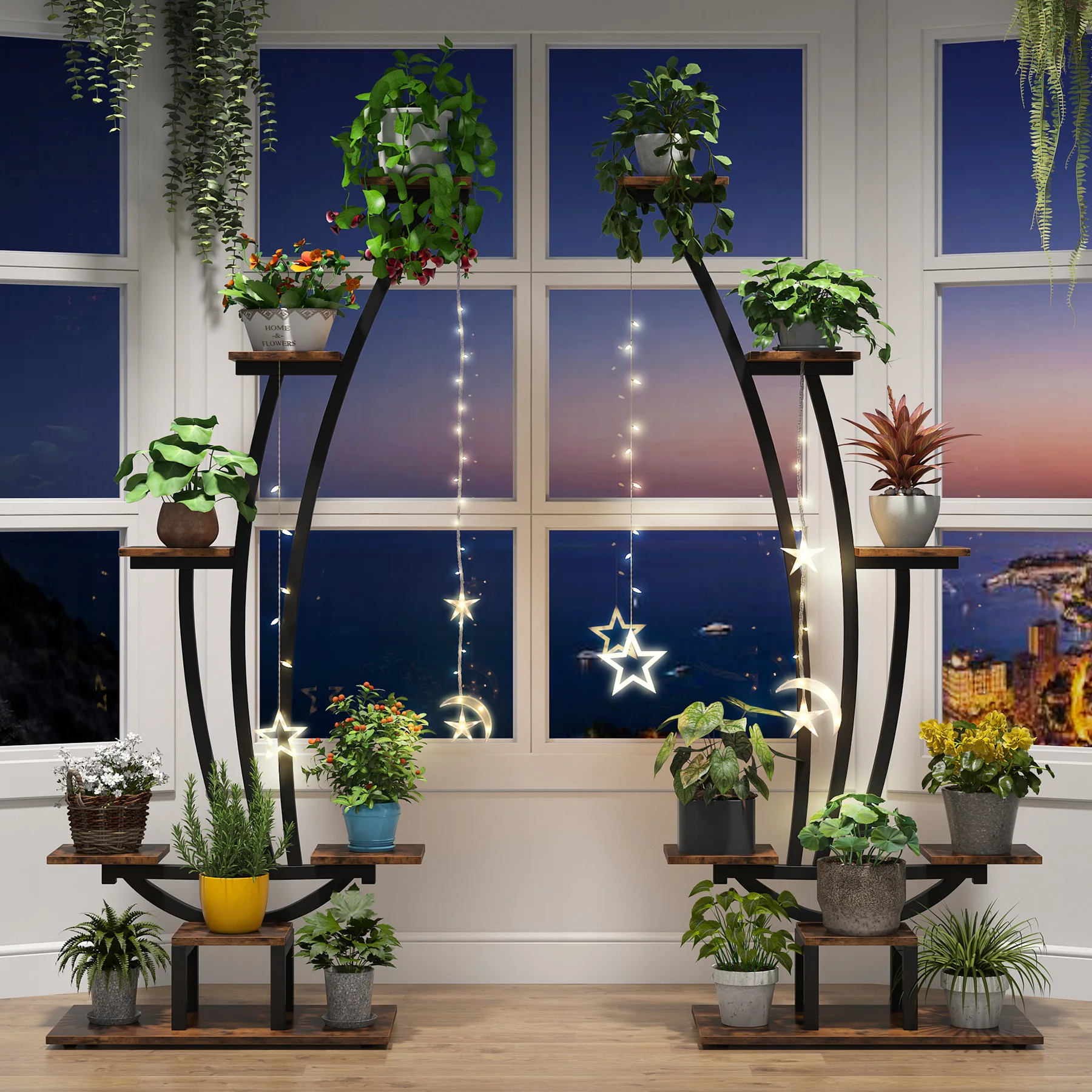 2 PCS Metal Artificial Standing Flower Pot Plant Display Racks For Home Decor