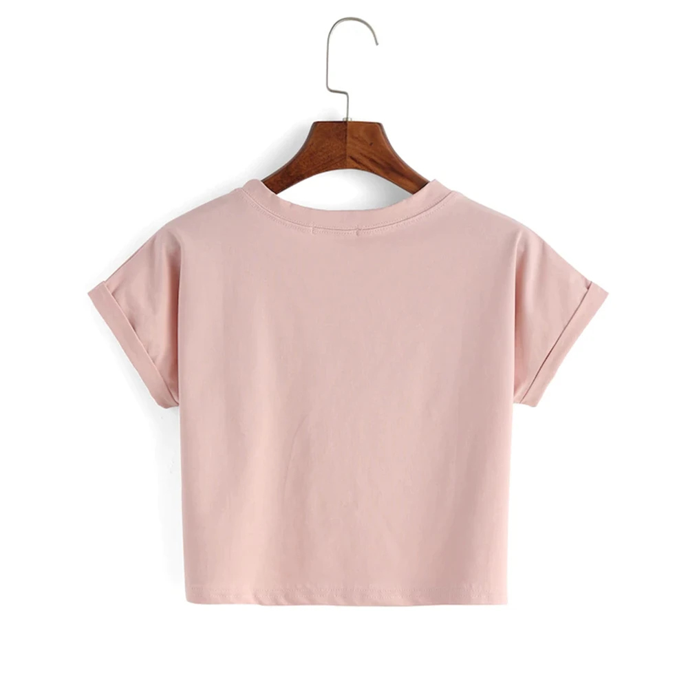 Summer Crop Top T Shirts Antipilling Breathable Casual Outdoor Wear T Shirts O-Neck Cotton T Shirts With Customized Colors