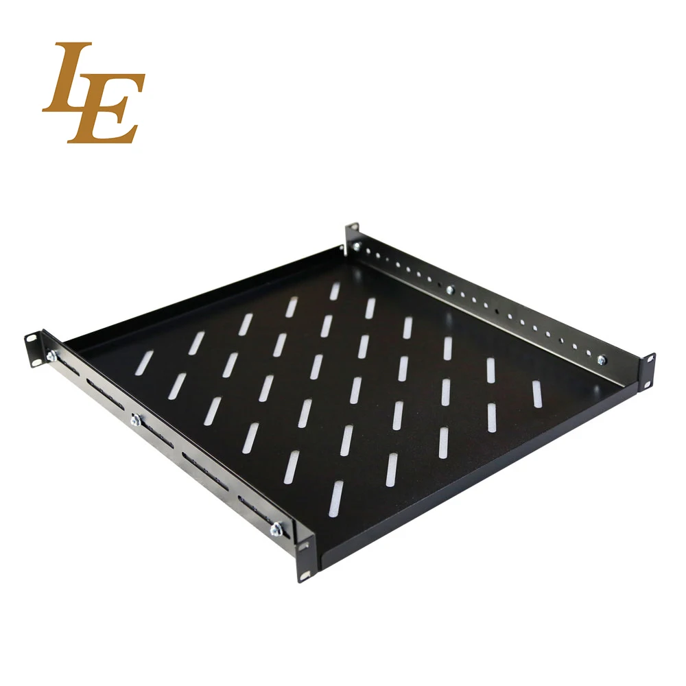 19" Network Cabinet Fixed Shelf Vented Cantilever Fixed Server Rack Shelf 1U 2U Cantilever Shelf with RAL9004 Black Sliding Shelves Adjustable trays Customized Adjustable Rack Tray Telescopic Shelves 1
