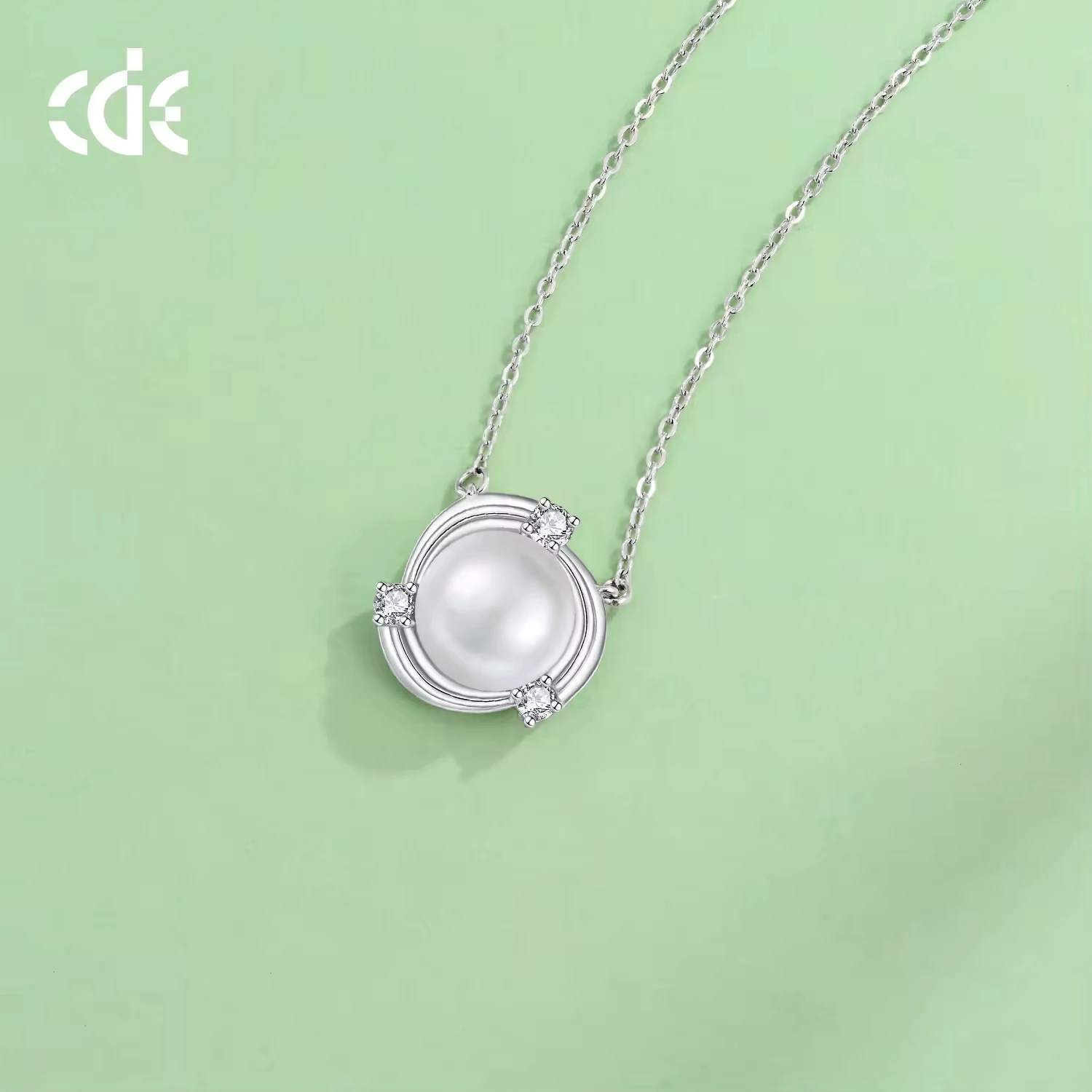 CDE YN1208 Fine 925 Silver Jewelry Necklace Rhoduim Plated Chain Wholesale Fresh Water Pearl Round Pendant Necklace