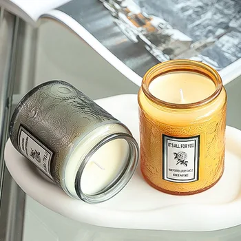 Customized Student Gift Natural Soy Wax Candles In Jar Home Fragrance Embossed Aroma Candles