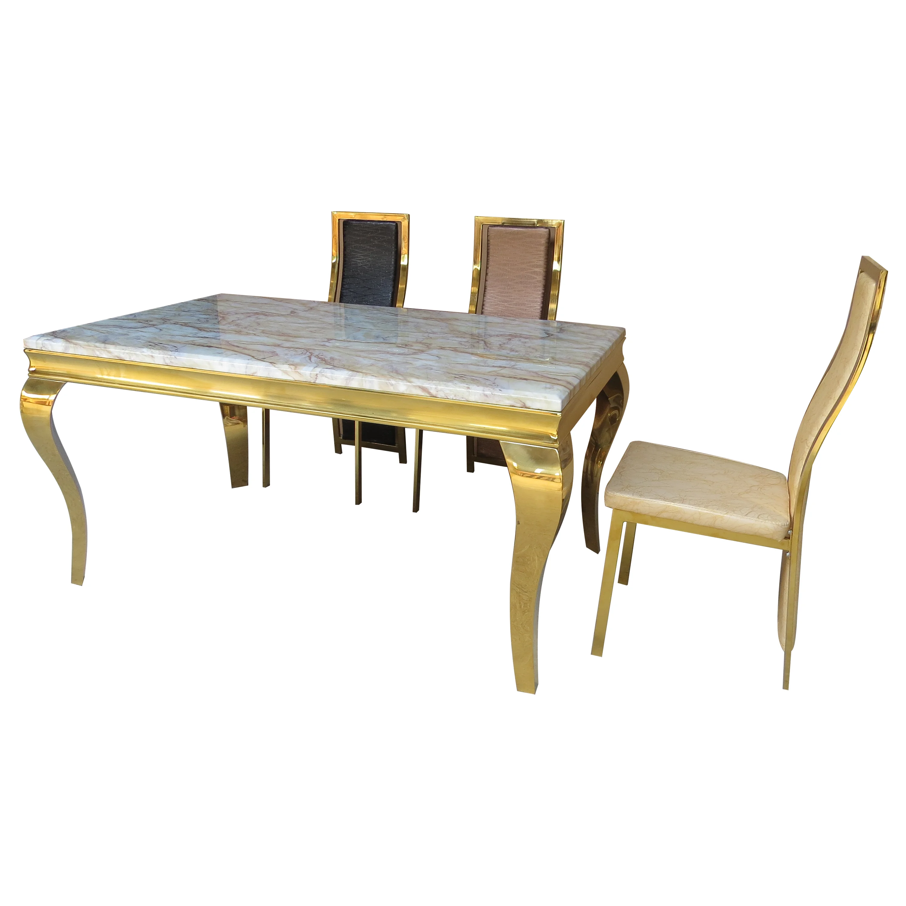 Wholesale Gold Stainless Steel Dining Room Modern Table Set Royal Design Dining Table Sets Dining Table Set Nordic