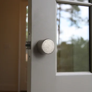 Goo-Ki PRIVACY DOOR HANDLE UTILITY PATENT INDOOR ANTIQUE SILVER ZINC ALLOY NEW STYLE MINIMALIST EASY INSTALLATION CHILD LOCK SET