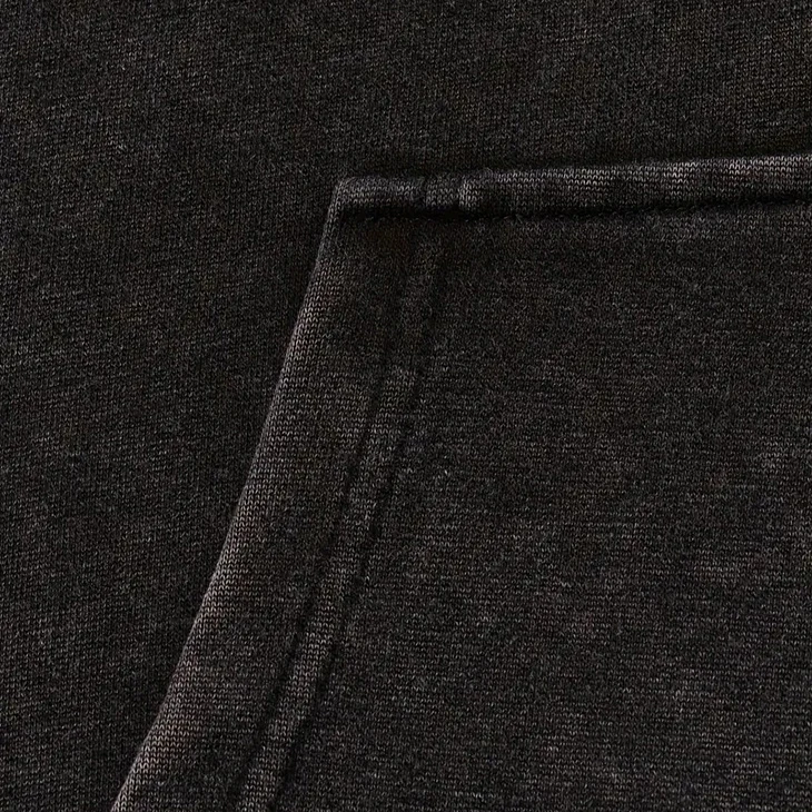 批发定制超大酸洗连帽衫男士超大时尚烟灰复古印花带口袋