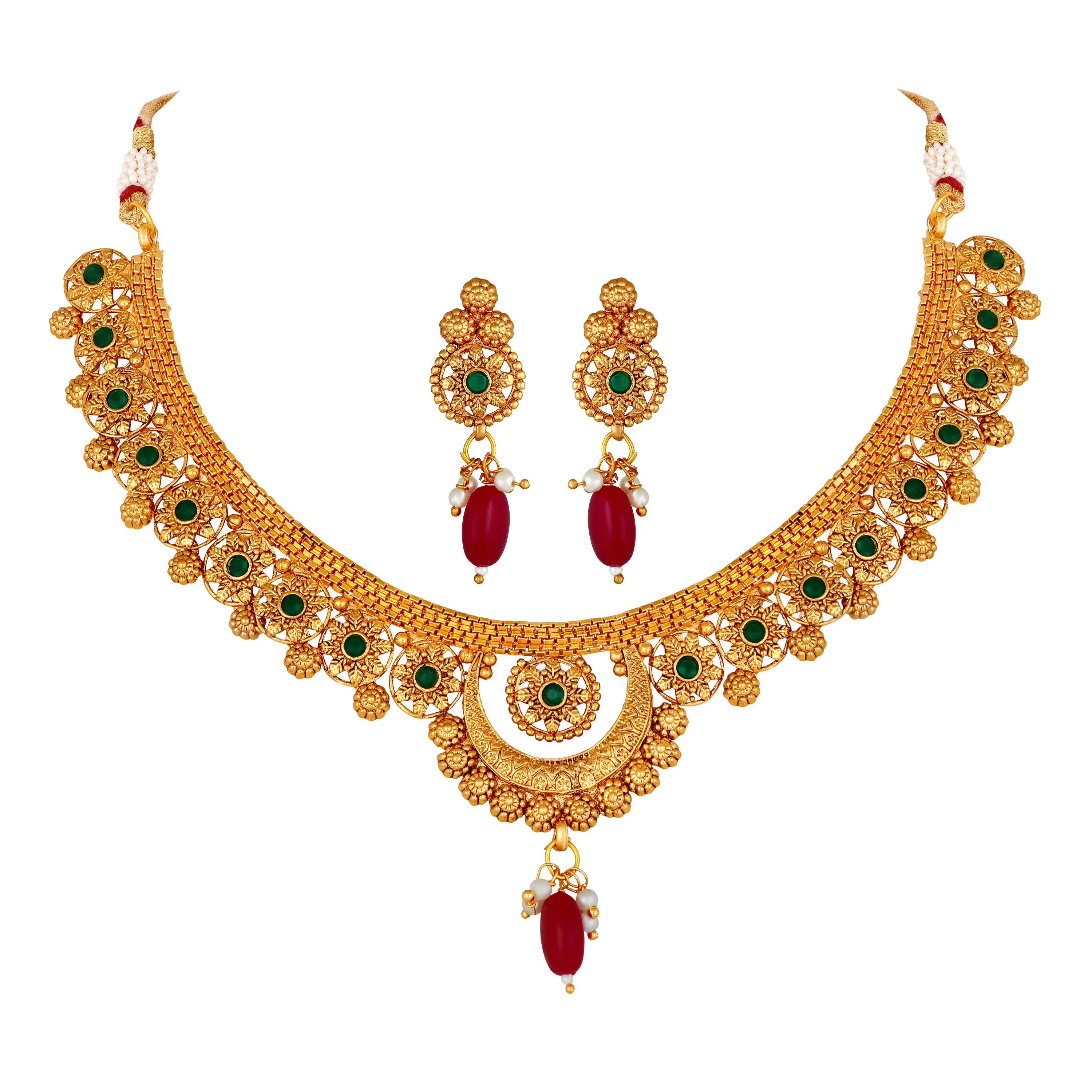 Aheli Indian Traditional Necklace Earrings Set Wedding Party Fashion