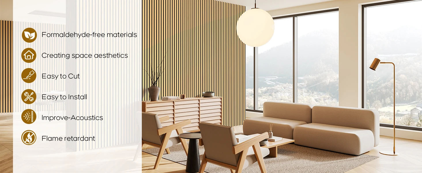 New Arrivals Modern Walnut Acoustic Slat MDF Panels 3D Fluted Soundproof Wall Panel for Home Hotels & Apartments supplier