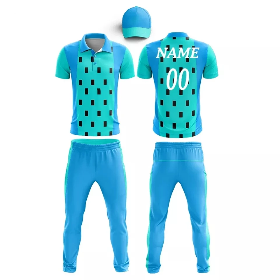 Wholesale Custom Sublimated Team Logo Cricket Uniform Kit t shirt and Trouser in Unique Style 2023 Best Quality Uniforms