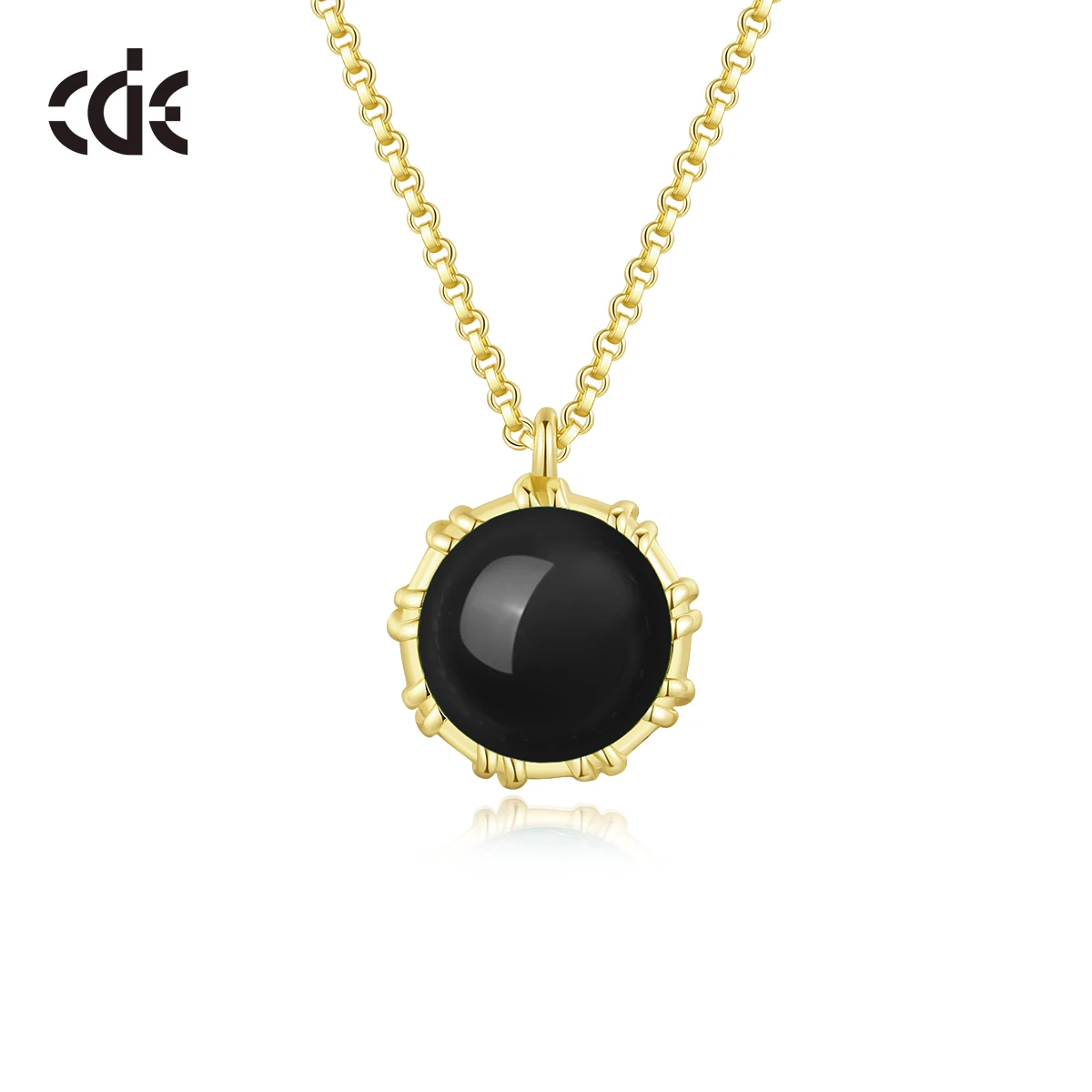 CDE YN1223 Fine Luxury 925 Sterling Silver Jewelry Black Onyx Pendant Necklace Wholesale 14K Gold Plated Women Pendant Necklace
