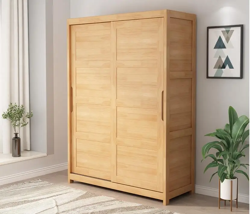 Northern Europe solid wood sliding door WARDROBE modern contracted log style bedroom door with two color