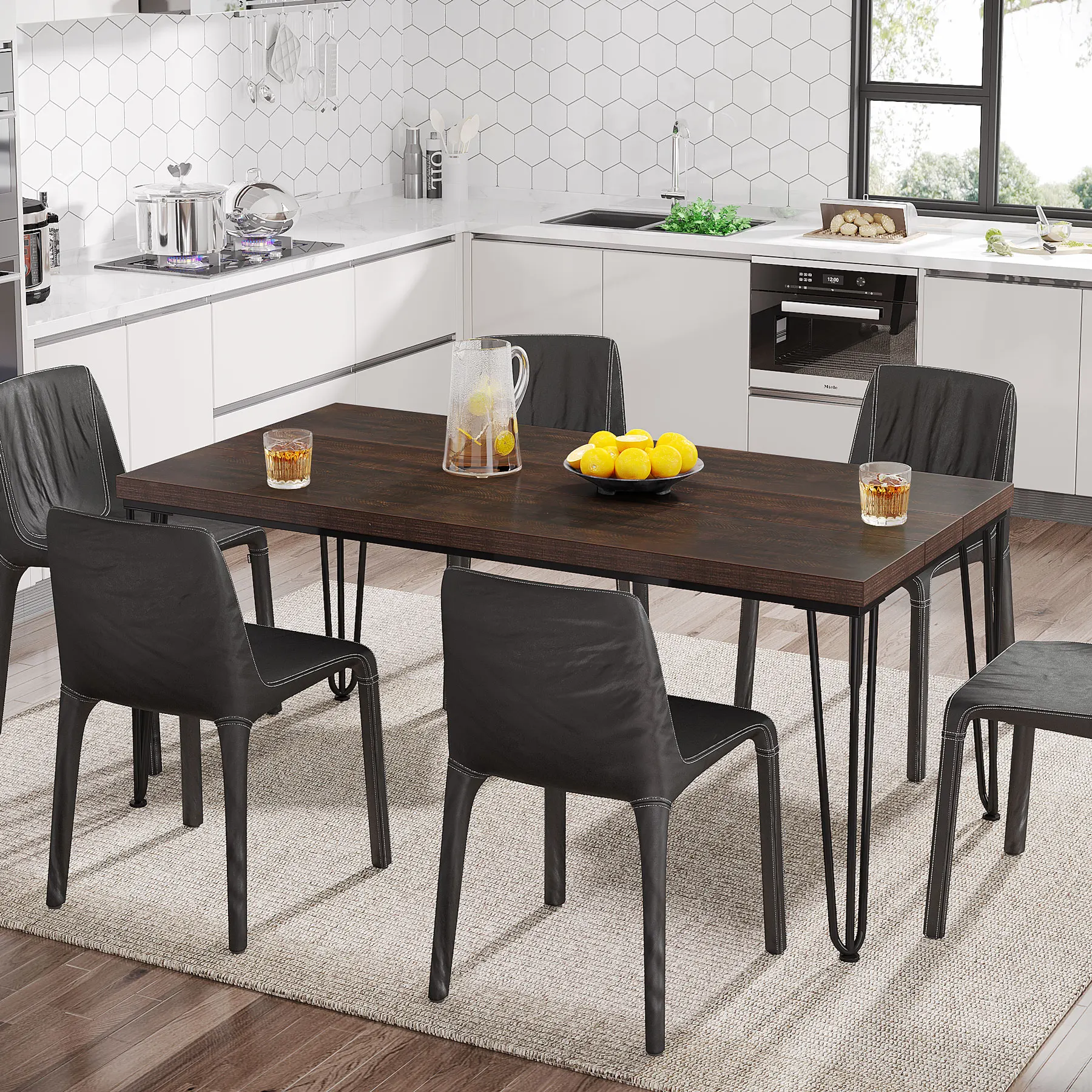New Home Kitchen Hotel Modern Square Wood Restaurant Dining Tables For 6
