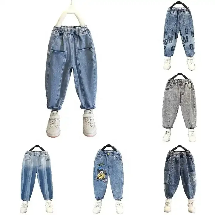 Milokado Kids Girls Jeans Washed Elastic Waist Baggy Wide Leg Jeans Size 2-10 Years