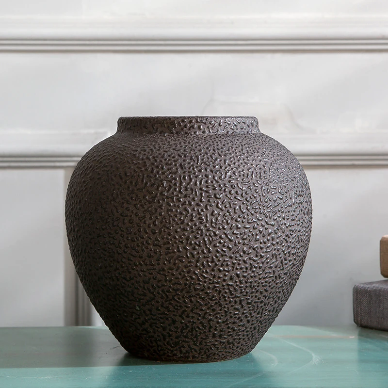 Chinese Style Ikebana Yellow Circle Ginger Jar Antique Ceramic Vase For Home Decoration