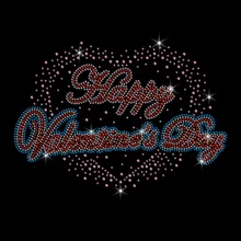 Hot Fix Rhinestone Heat Transfers for T-shirts Valentine Printed logo Custom Iron on Rhinestone Transfer Heat