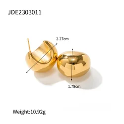 Wholesale Fashion Jewelry Set Thick Hollow Stainless Steel Gold Plated Non Pierced ear Chunky  Clips On cuff earrings For Womens