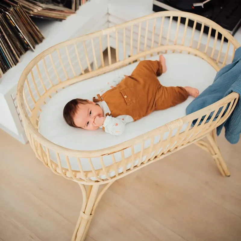 Wicker Cot New Ideal 2023 Rattan Rattan Baby Crib High Quality Bed For