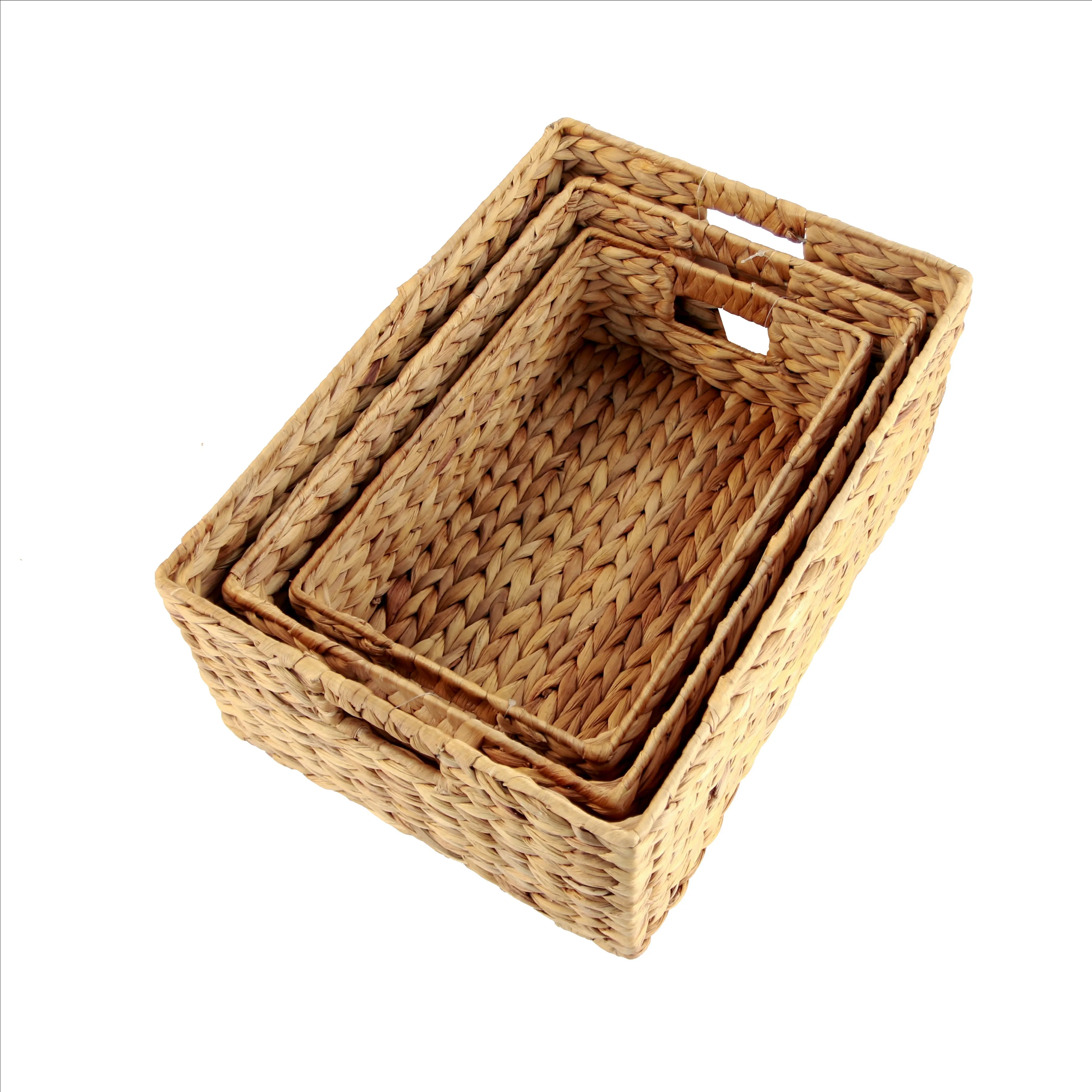 Eco Friendly Water Hyacinth Baskets S M L Size Handcrafted Rectangle