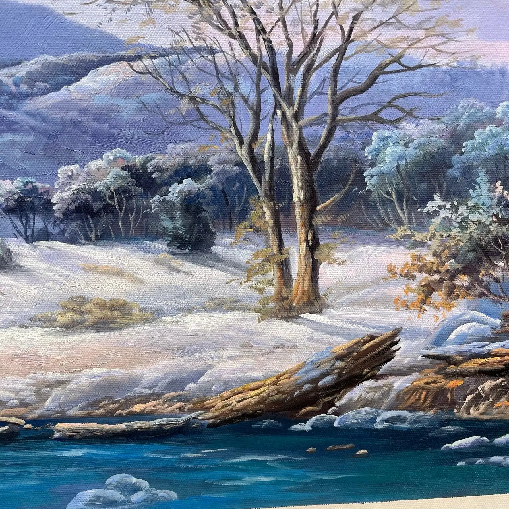 23.5x35.5 Inch Handmade Oil Painting Fine Art 100% Hand-Painted Snow River Classical Landscape for Living Room Decoration Canvas A42d2fdc61d5240c3bc14477f1737c306c