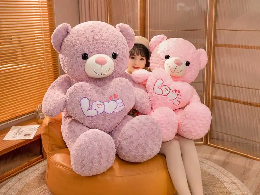 Wholesale New Fashion Valentine Fancy Hold The Heart Stuffed Animal Teddy Bear Plush Toy Soft Pillow For Girlfriend Gift