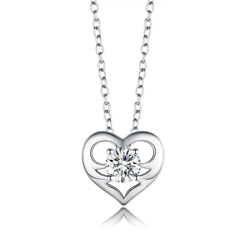 CDE YN0860 Trendy Jewelry Wholesale Custom Sterling 925 Sterling Silver Necklace With Zircon Heart Pendant